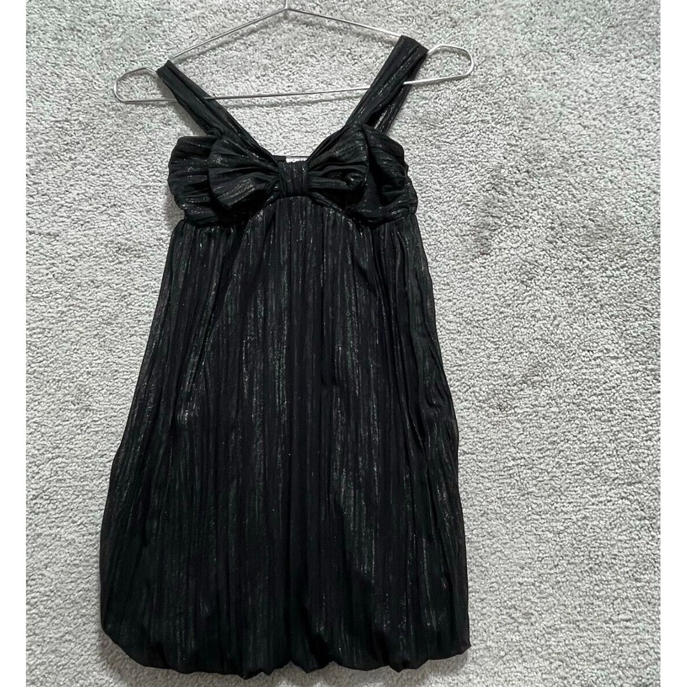 Kitty Kat Dress Women's Small Black Bubble Side Zipper Mini Front Bow Sleeveless